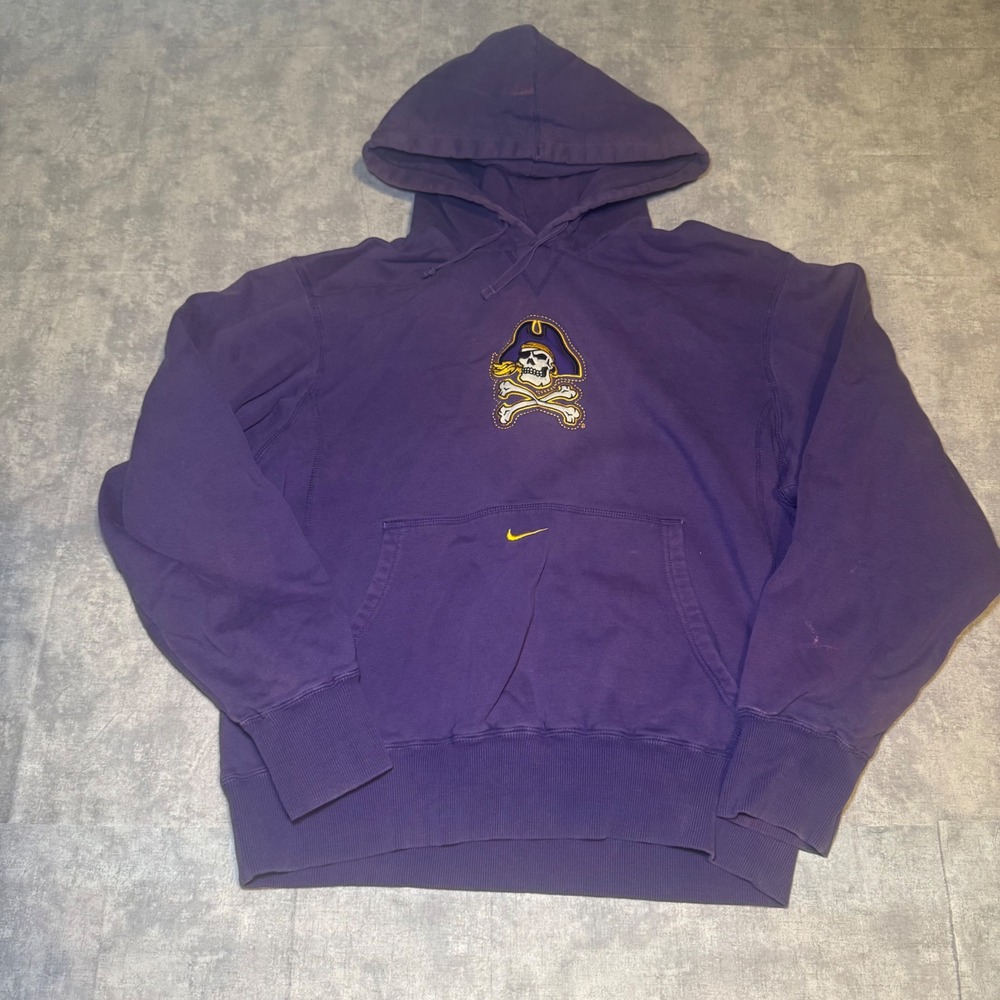 Nike Team ECU Pirates Hoodie Purple Mens Medium East Carolina University Logo